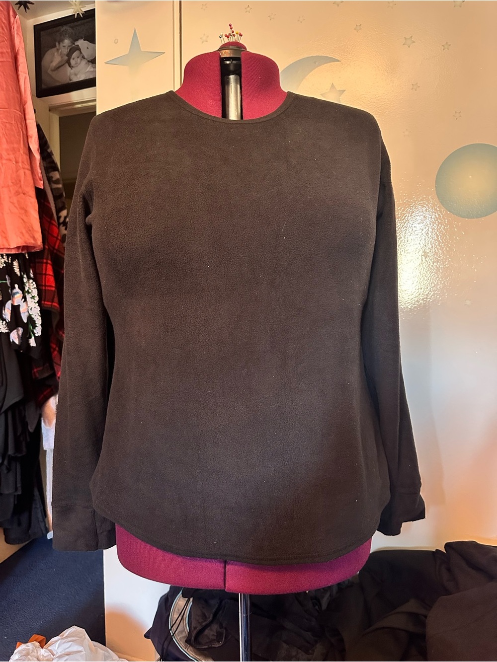 Cuddl Duds Women's Black Long-Sleeve Fleece Crewneck Pullover 4X lot of 2